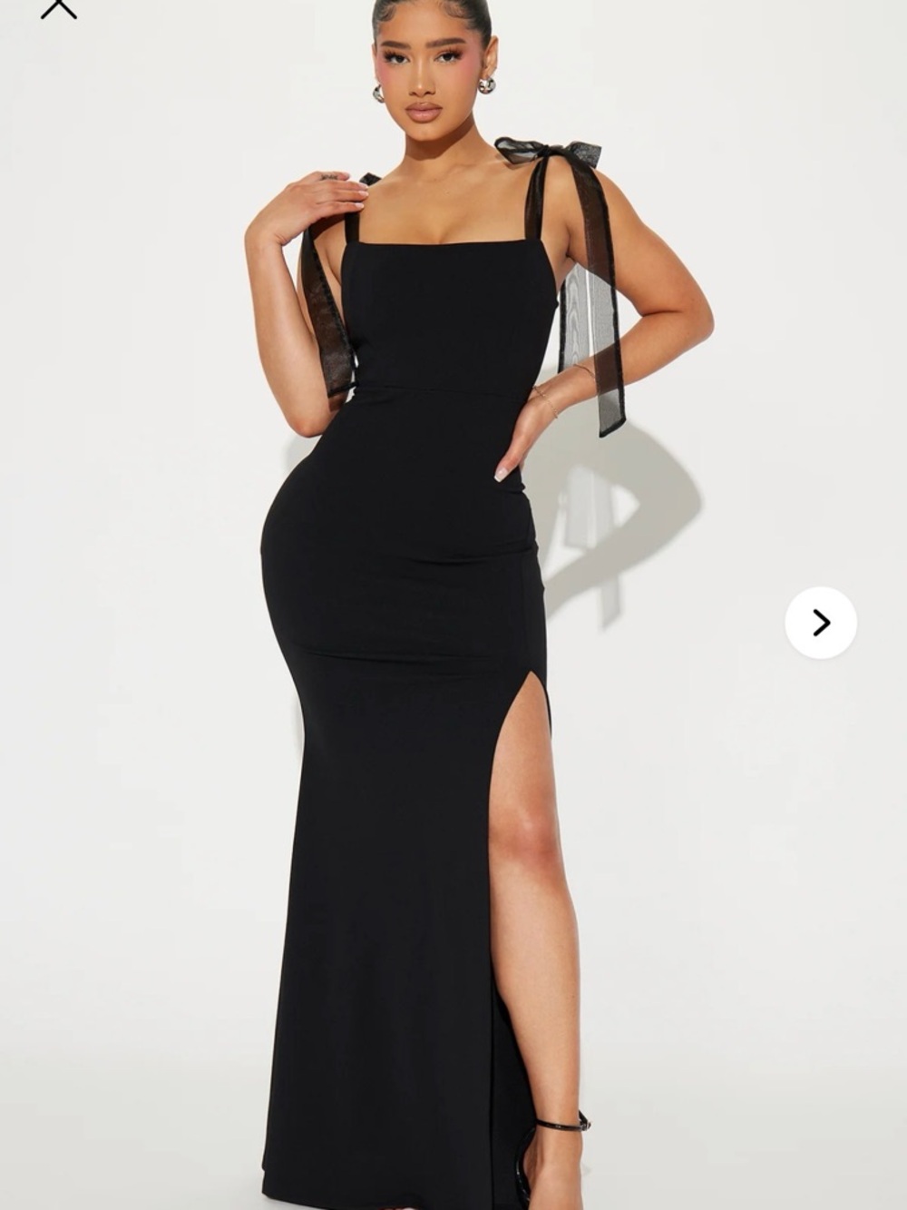Fashion Nova Black Maxi Dress with Sheer Tie Straps